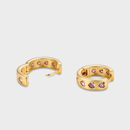 Sweetheart Zircon Ear Buckles - Gold Plated Huggies for a Touch of Glamour