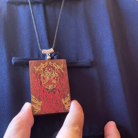 Daoist White Crane Guardian Amulet - Thunder-Struck Jujube Wood for Peace & Fortune
