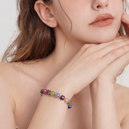 Minimalist Colorful Tourmaline Bracelet - Handcrafted Faceted Gemstone