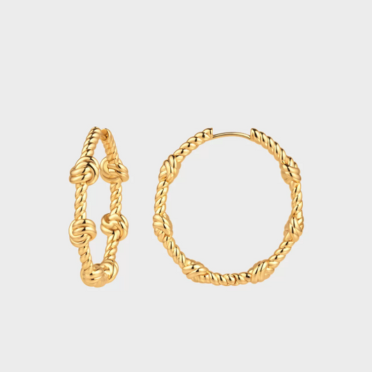 Chic Retro Twisted Hoop Earrings for Women - Slimming & Elegant Gold Tone