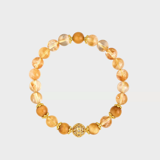 Empowerment & Luck: Natural Citrine & Tiger's Eye 8mm Beaded Bracelet