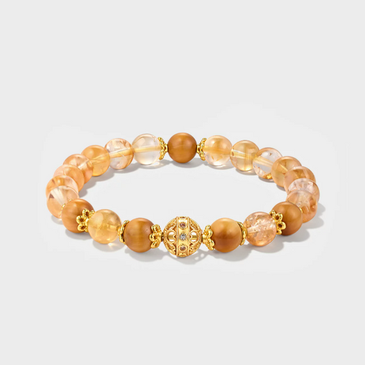 Empowerment & Luck: Natural Citrine & Tiger's Eye 8mm Beaded Bracelet