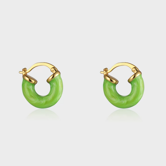 Joyful Enamel Huggie Hoop Earrings - 18K Gold Plated | Dopamine Dressing