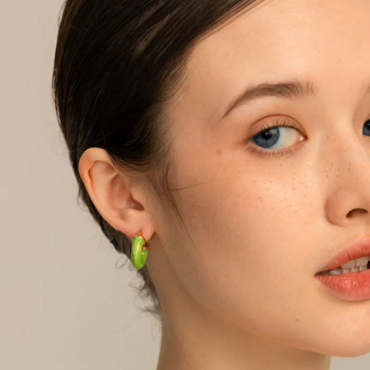 Joyful Enamel Huggie Hoop Earrings - 18K Gold Plated | Dopamine Dressing