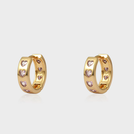 Sweetheart Zircon Ear Buckles - Gold Plated Huggies for a Touch of Glamour