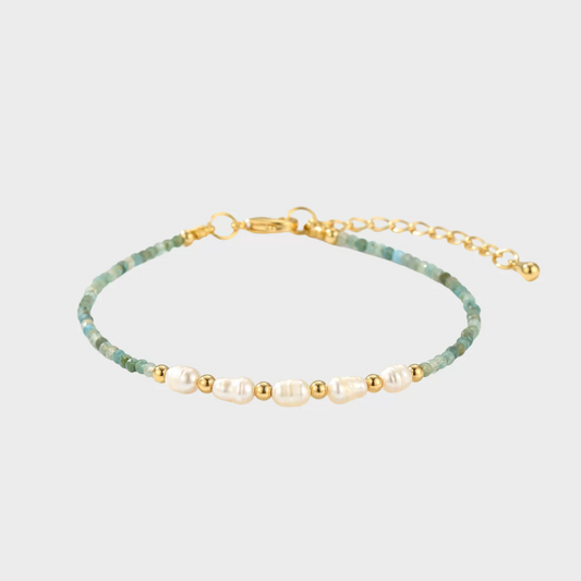 Boho Chic Natural Stone Bracelet - Gold Plated | Adjustable & Lightweight