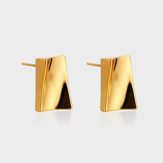 Geometric Gold Brick Studs - Sterling Silver Post | Everyday Luxury