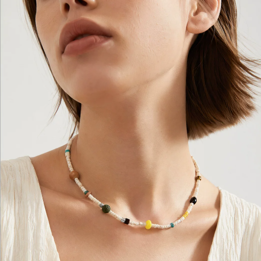 Ocean Breeze Natural Stone Necklace - Adjustable Clavicle Chain | Unique & Versatile