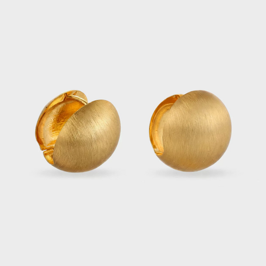 Artisan Brushed Sphere Ear Buckles - Gold Plated Copper | Unique Matte Finish