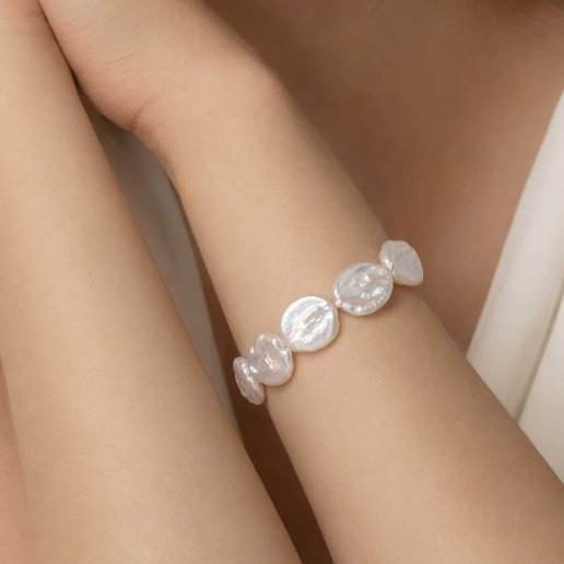 Natural Irregular Pearl Beaded Bracelet - Adjustable | Boho Chic Resort Style