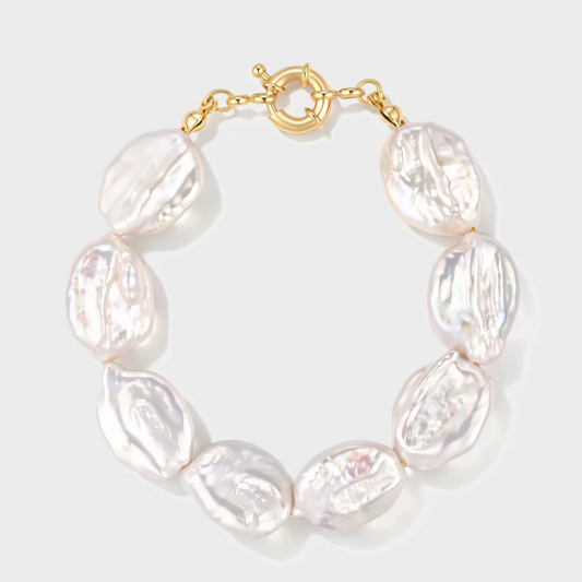 Natural Irregular Pearl Beaded Bracelet - Adjustable | Boho Chic Resort Style