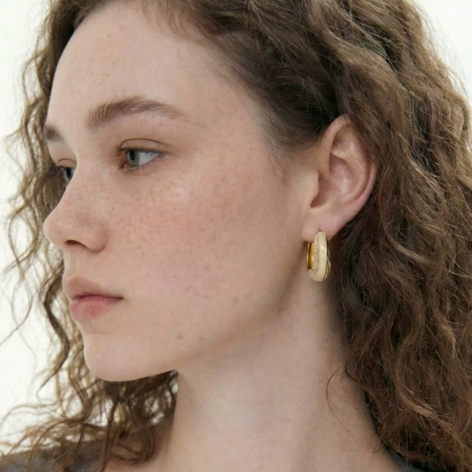 Spliced Color Enamel Ear Buckles - Gold-Tone Copper | Contemporary & Elegant