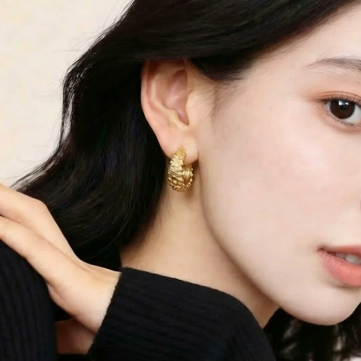 Minimalist C-Hoop Gold-Plated Brass Earrings