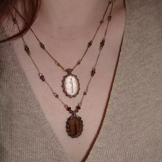 "Ethereal Vine" Smoky Quartz & Multi-Gemstone Macramé Necklace - Adjustable Length